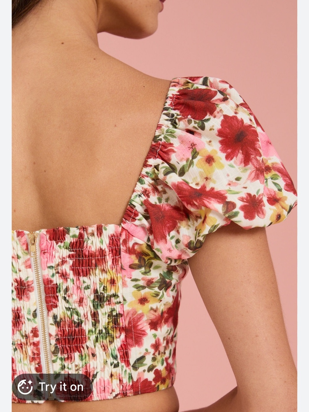 Altar'd State Pink & Red Floral Corset Crop Top